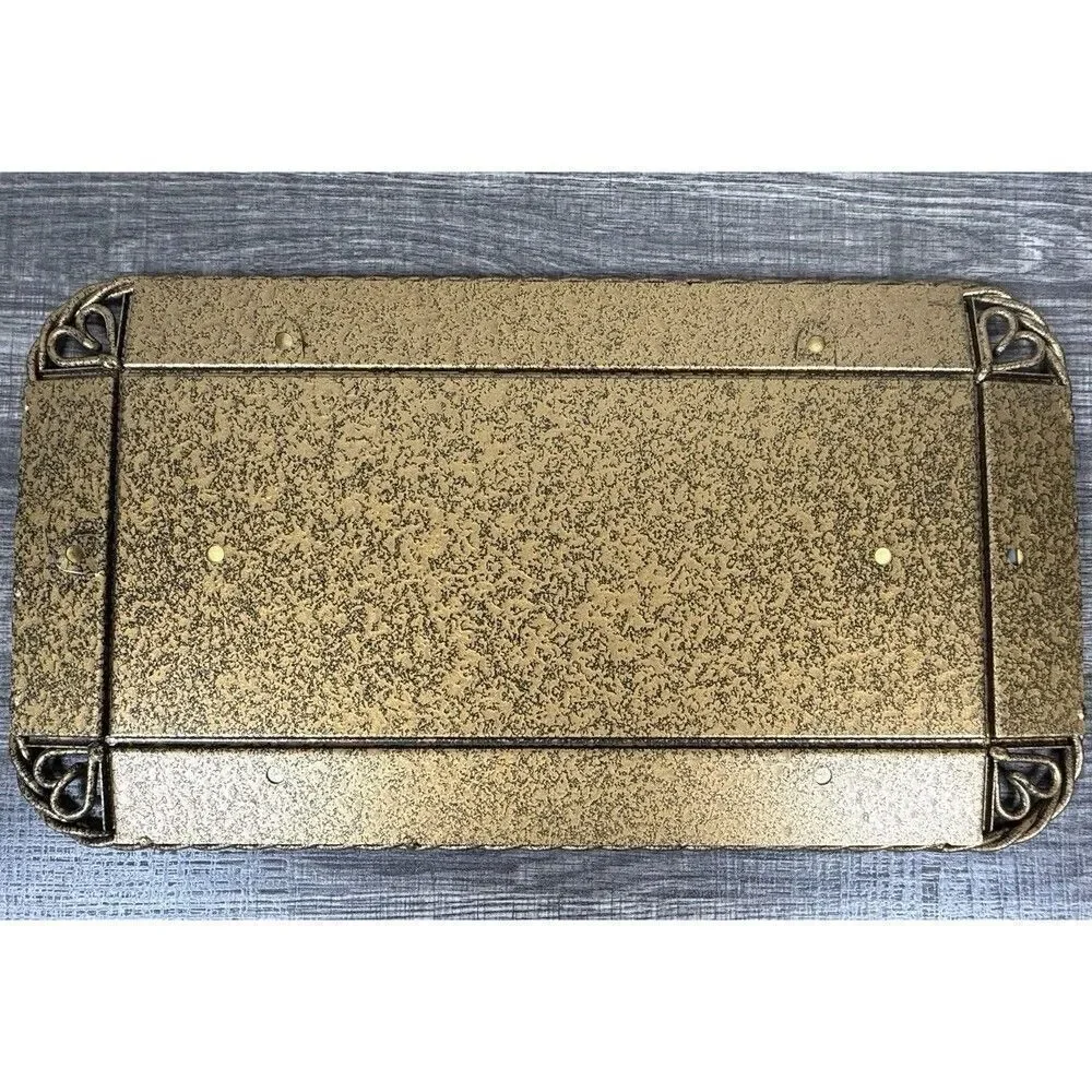 Vtg Vanity Mirror Tray Antique Brass Rope Edge w/Heart Shapes 15 1/8'' x 8 1/8''